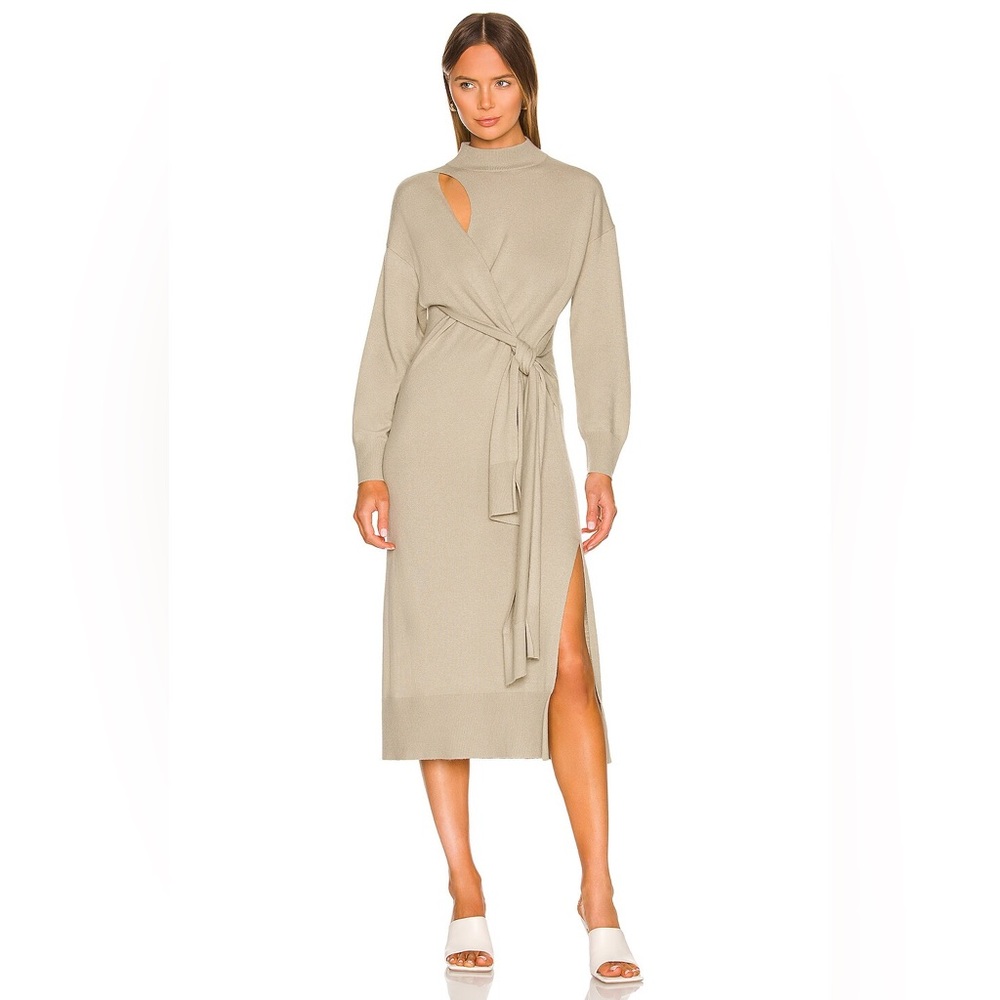 Jonathan Simkhai Hope Wrap Sweaterdress, Marsh, Medium
